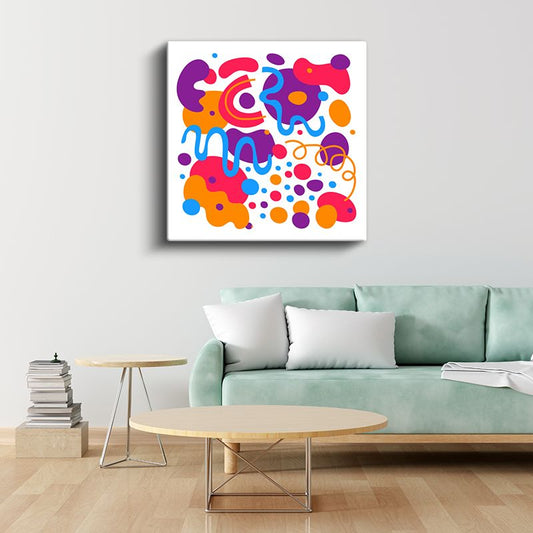 Renk Şöleni - Modern Mor Pembe Mavi Dalgalı Desenler Kanvas Tablo