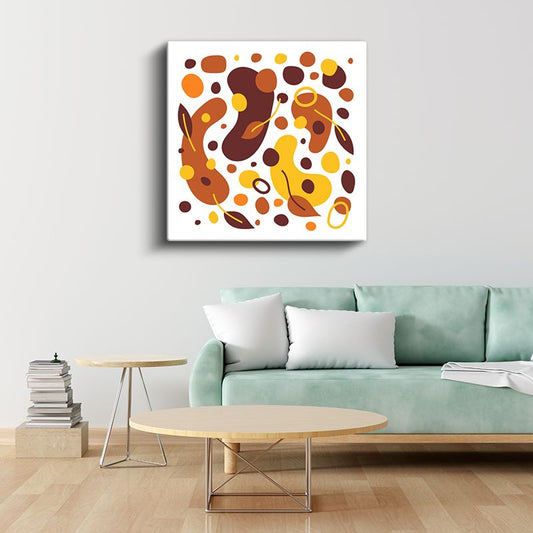 Sonbahar Soyutlaması - Organik Kahverengi Turuncu Formlar Kanvas Tablo