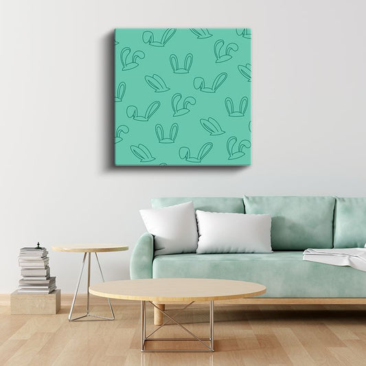 Tavşan Kulakları - Minimalist Çizgi Desenli Mint Yeşili Kanvas Tablo