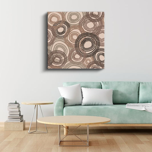 Sonsuz Daireler - Kahverengi Tonlarında Spiral Desenler Kanvas Tablo