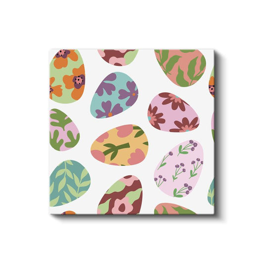 Renkli Damlalar - Çiçek Desenli Soyut Kompozisyon Kanvas Tablo