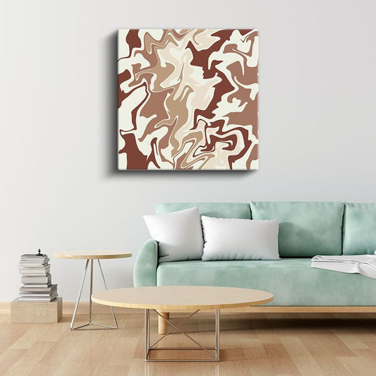Toprak Tonları - Akışkan Dalgalar Soyut Desen Kanvas Tablo