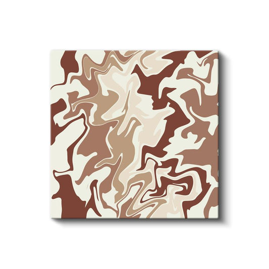Toprak Tonları - Akışkan Dalgalar Soyut Desen Kanvas Tablo