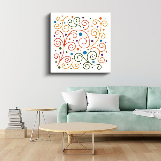 Renkli Spiraller - Eğlenceli Soyut Çizgiler Kanvas Tablo