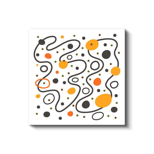 Soyut Dalgalar - Turuncu Noktalar Minimalist Desen Kanvas Tablo