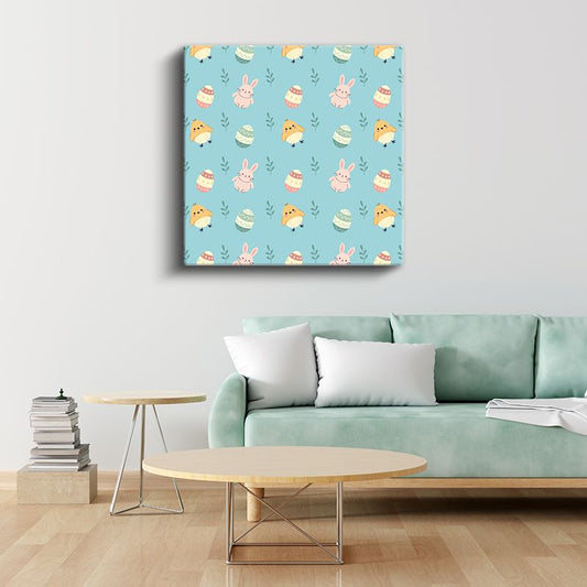 Sevimli Desenler - Paskalya Temalı Minimalist Vektör Kanvas Tablo