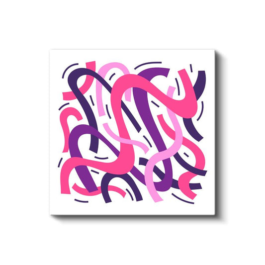 Ritim Dansı - Pembe Mor Kıvrımlı Çizgiler Kanvas Tablo