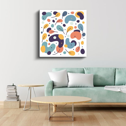 Renkli Yapraklar - Modern Organik Formlar Soyutlaması Kanvas Tablo