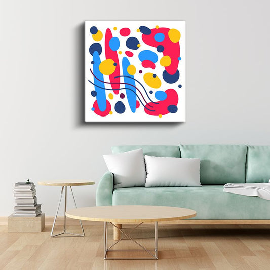 Renkli Geometrik Dalgalar - Modern Soyut Kompozisyon Kanvas Tablo