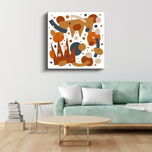 Toprak Tonları Geometri - Minimal Soyut Kompozisyon Kanvas Tablo
