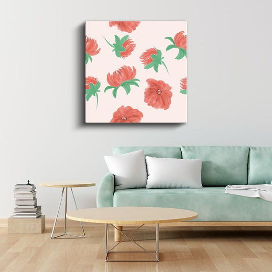 Zarif Çiçek Desenleri - Modern Botanik İllüstrasyon Kanvas Tablo
