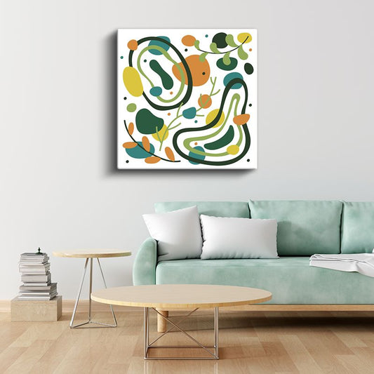 Yeşil Organik Formlar - Doğadan Esinlenen Soyut Desen Kanvas Tablo
