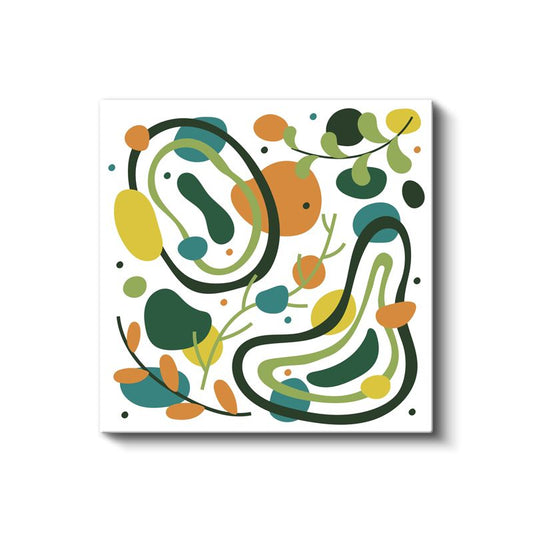 Yeşil Organik Formlar - Doğadan Esinlenen Soyut Desen Kanvas Tablo