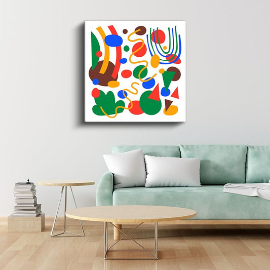Renkli Geometrik Oyun - Neşeli Soyut Kompozisyon Kanvas Tablo