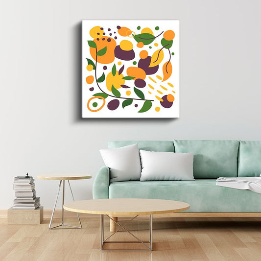 Sonbahar Harmonisi - Organik Formlar ve Yapraklar Kanvas Tablo