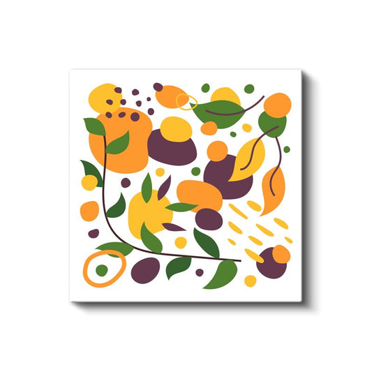 Sonbahar Harmonisi - Organik Formlar ve Yapraklar Kanvas Tablo