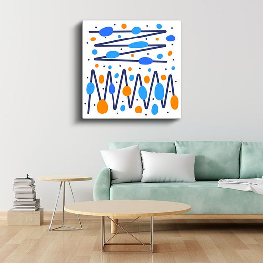 Ritim Dalgaları - Mavi Tonlarda Geometrik Soyut Kanvas Tablo