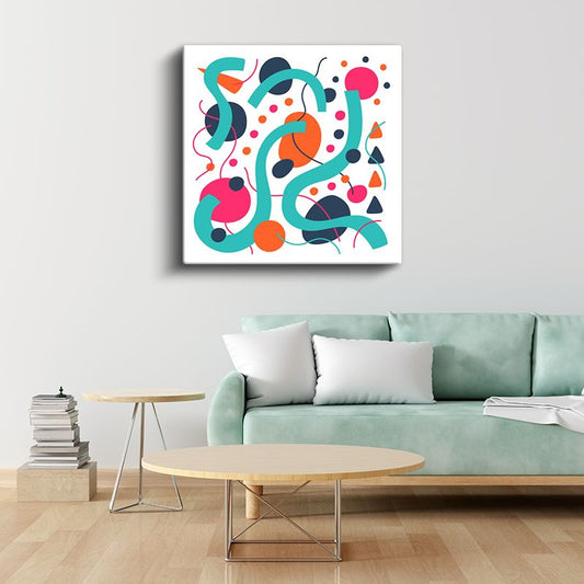 Akışkan Hareketler - Turkuaz Dalgalar ve Noktalar Kanvas Tablo