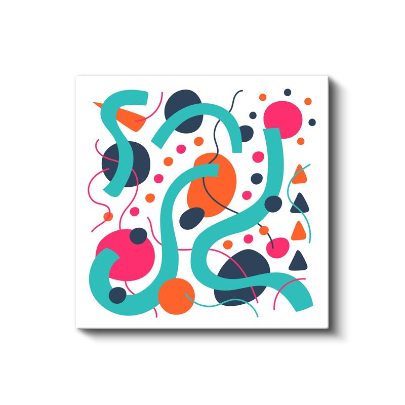 Akışkan Hareketler - Turkuaz Dalgalar ve Noktalar Kanvas Tablo