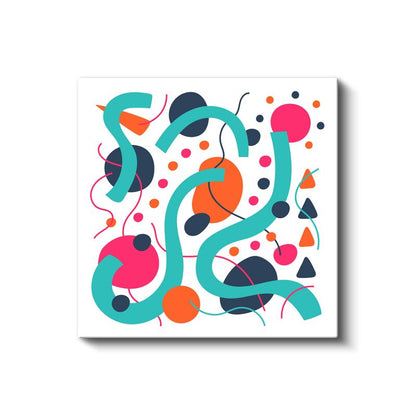 Akışkan Hareketler - Turkuaz Dalgalar ve Noktalar Kanvas Tablo