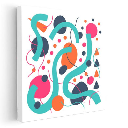 Akışkan Hareketler - Turkuaz Dalgalar ve Noktalar Kanvas Tablo