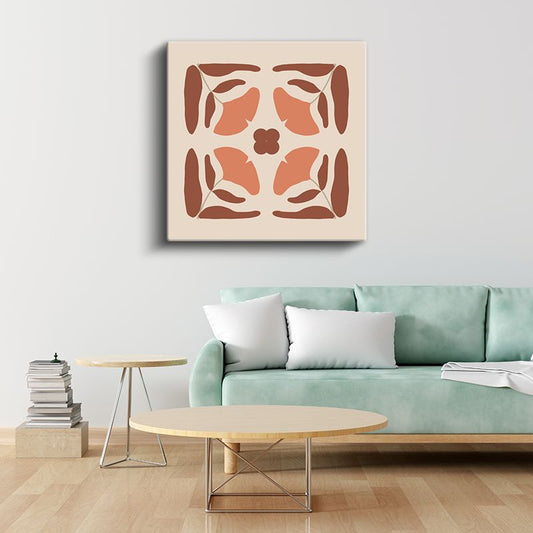 Simetrik Denge - Toprak Tonlarında Minimal Tasarım Kanvas Tablo