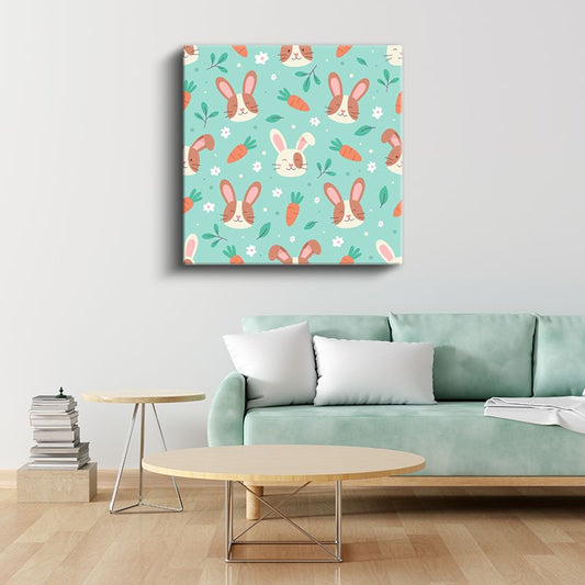 Sevimli Tavşanlar - Modern İllüstrasyon Kanvas Tablo