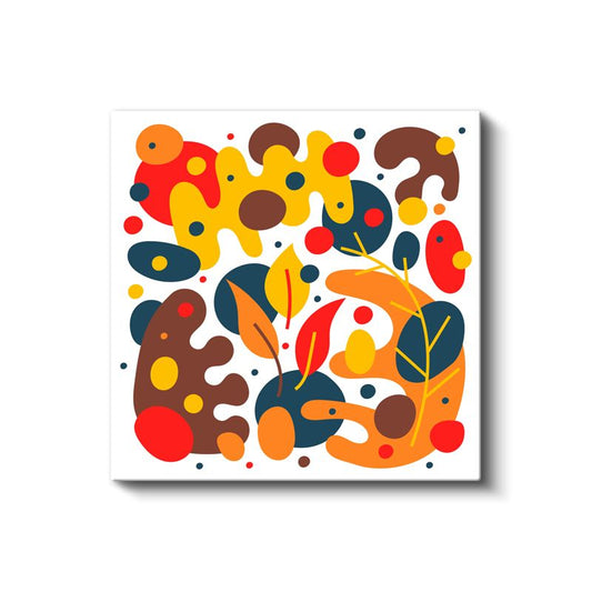 Sonbahar Soyut Kompozisyon - Organik Formlar ve Yapraklar Kanvas Tablo