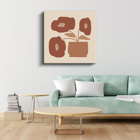 Soyut Botanik - Minimalist Çiçek Formu Kanvas Tablo