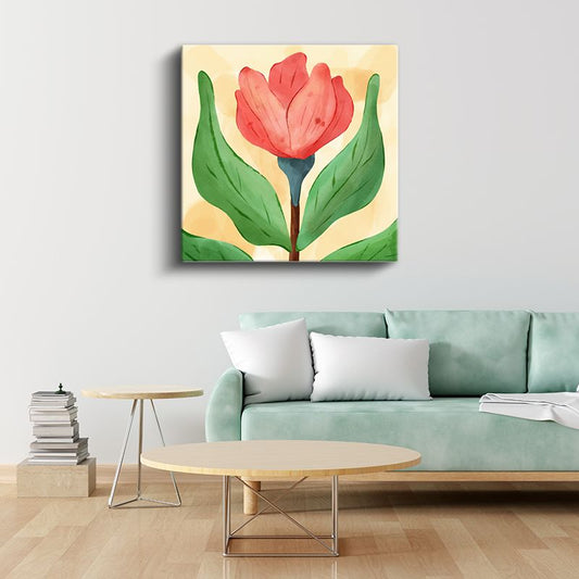 Zarif Lale - Minimalist Sulu Boya Çiçek Kompozisyonu Kanvas Tablo