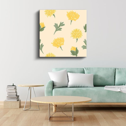 Sarı Papatyalar - Zarif Çiçek Desenleri Kanvas Tablo