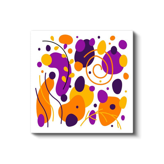 Renkli Soyut Dansı - Mor ve Turuncu Organik Formlar Kanvas Tablo