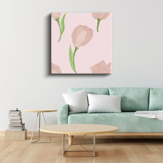 Zarif Laleler - Minimalist Çiçek İllüstrasyonu Kanvas Tablo
