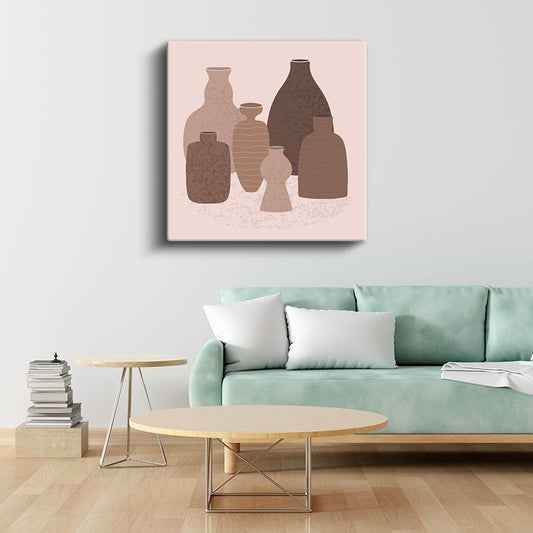 Seramik Koleksiyonu - Minimalist Toprak Tonları Kanvas Tablo