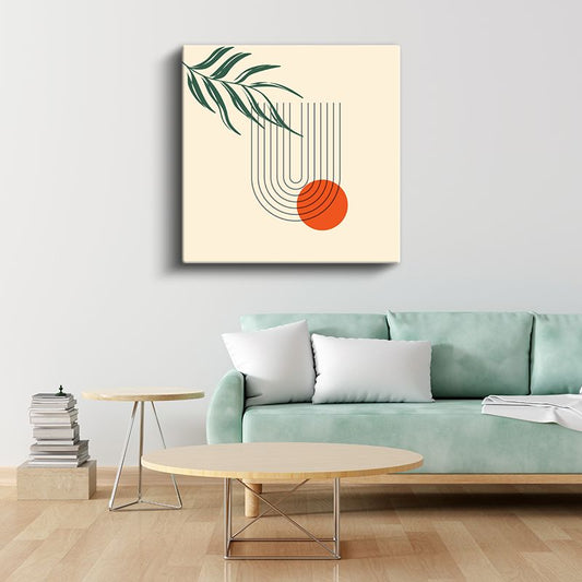 Yaprak ve Çizgiler - Modern Minimalist Kompozisyon Kanvas Tablo