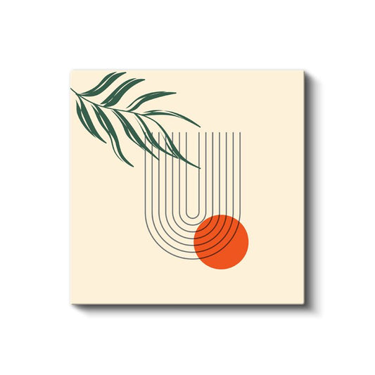 Yaprak ve Çizgiler - Modern Minimalist Kompozisyon Kanvas Tablo