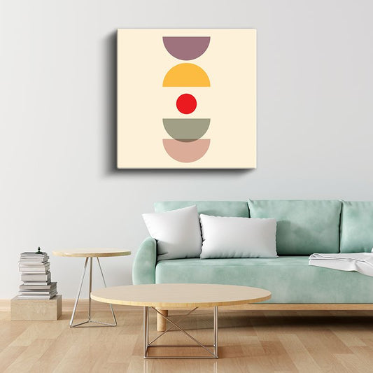 Renkli Hiyerarşi - Yarım Daire Formlu Geometrik Kanvas Tablo