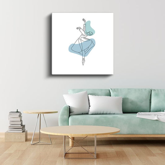 Zarif Balerin - Tek Çizgi Soyut Figür Kanvas Tablo