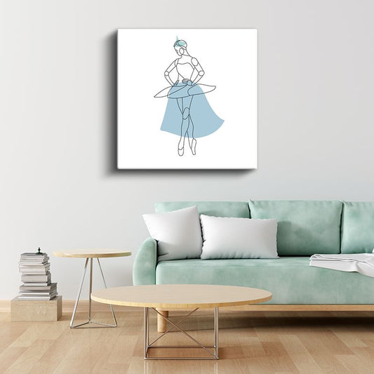Tutu Dansçısı - Minimalist Vektörel Sanat Kanvas Tablo