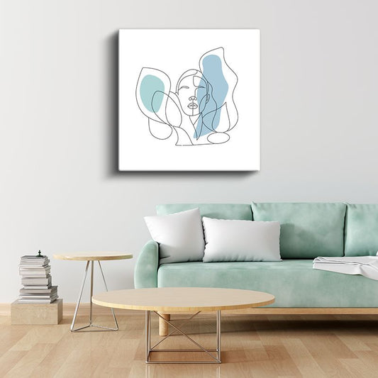 Soyut Yüz - Minimalist Portre Çizim Kanvas Tablo