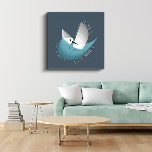 Turkuaz Kuş - Dinamik Geometrik Formlar Kanvas Tablo