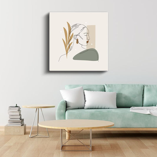 Zarif Profil - Toprak Tonlarında Yaprak Detaylı Kanvas Tablo