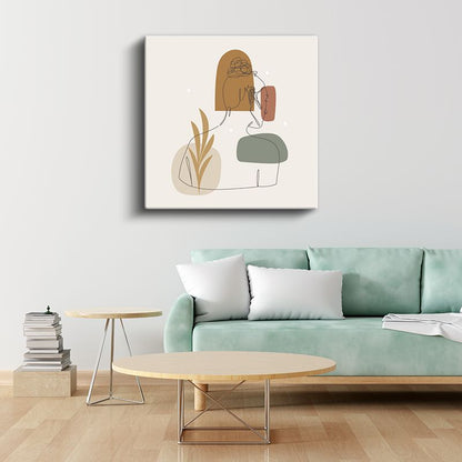 Soyut Çizgi Sanatı - Organik Formlarla Bütünleşen Kanvas Tablo