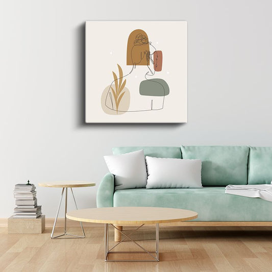 Soyut Çizgi Sanatı - Organik Formlarla Bütünleşen Kanvas Tablo