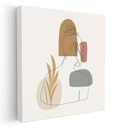 Soyut Çizgi Sanatı - Organik Formlarla Bütünleşen Kanvas Tablo