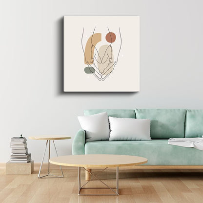 Şefkat Dokunuşu - Minimalist El İllüstrasyonlu Kanvas Tablo