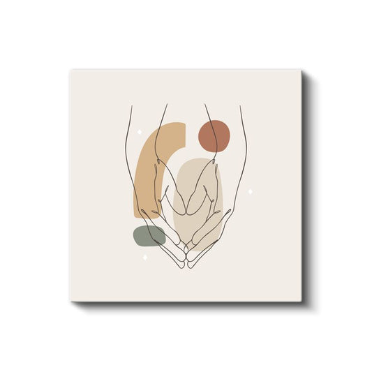 Şefkat Dokunuşu - Minimalist El İllüstrasyonlu Kanvas Tablo