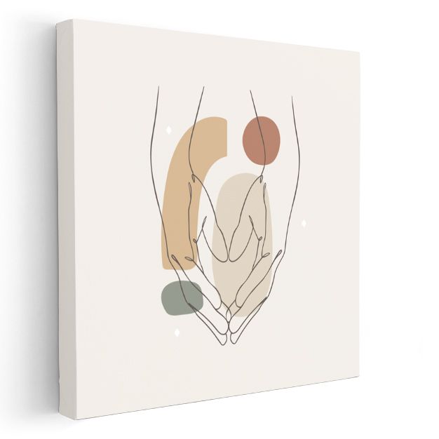 Şefkat Dokunuşu - Minimalist El İllüstrasyonlu Kanvas Tablo