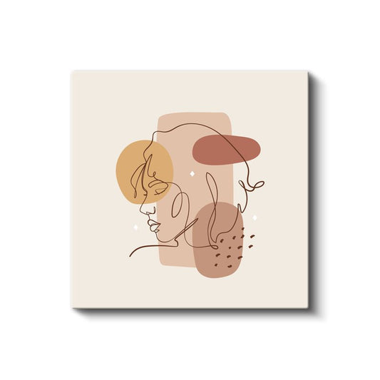 Profil Silüeti - Pastel Tonlarda Geometrik Kompozisyon Kanvas Tablo