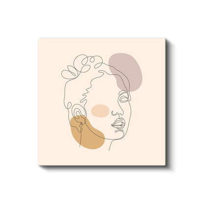 Tek Çizgi Yüz - Pastel Tonlarda Soyut İfade Kanvas Tablo